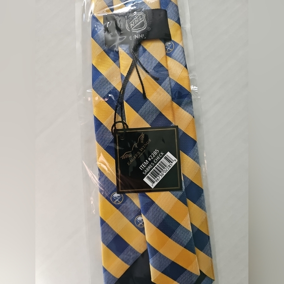 Buffalo Sabres Woven Poly Check Tie NHL Hockey Neckties Men's Neck Ties NWT NEW - Picture 4 of 4